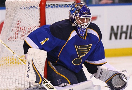 n the 2011-2012 season Brian Elliott and Jaroslav Halak set a franchise record for most combined shutouts (15).  They became the first tandem in NHL history to record at least 6 shutouts each.  (TotalProSports.com)
