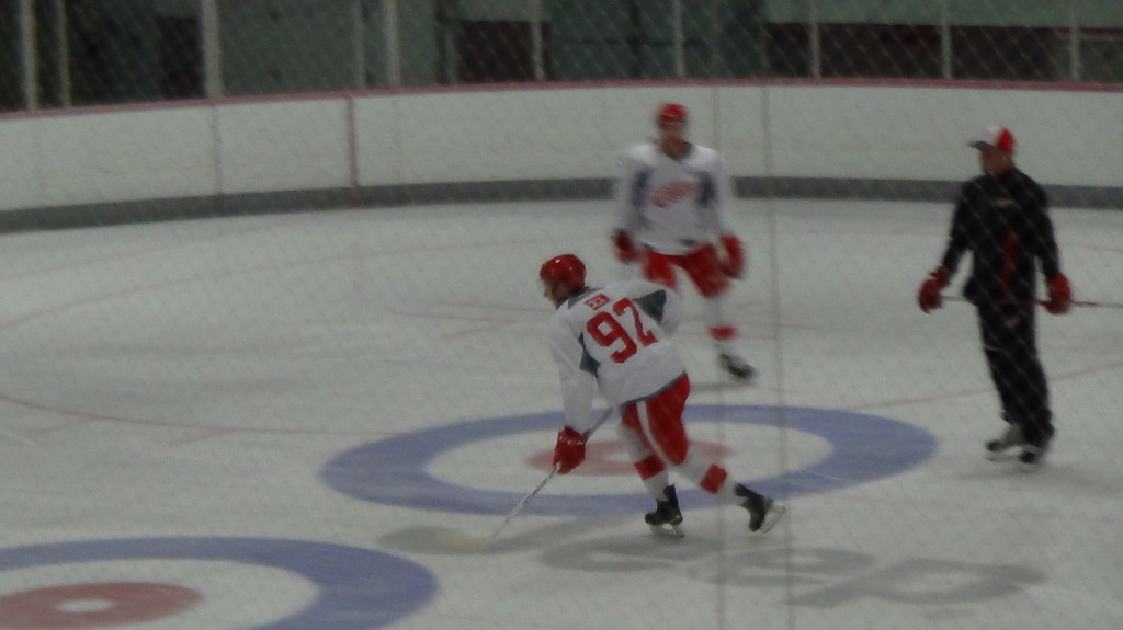 Christoffer Ehn gets ready for a pass during a drill on Day 2 of the development camp. (Photo taken by author)
