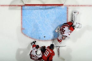 WASHINGTON, DC - FEBRUARY 26: Nicklas Backstrom #19 of the Washington Capitals scores a goal during an NHL game against the Carolina Hurricanes at Verizon Center on February 26, 2013 in Washington, DC. (Photo by Patrick McDermott/NHLI via Getty Images)