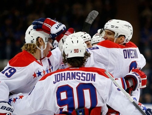 Capitals celebrate and come away with the win at Madison Square Garden