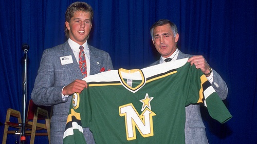 Mike Modano was selected as the first overall pick in the 1988 NHL Draft by the Minnesota North Stars, a team that he would stay with for two decades. (Photo by Bruce Bennett Studios/Getty Images)