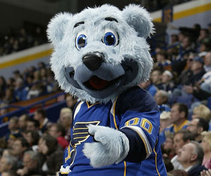 Louie Blues gets the crowds roaring during a game. (Getty Images)