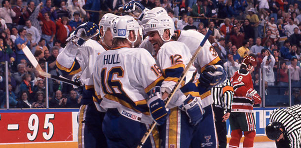 The Hull and Oates combo was a lethal one in St. Louis for the three years they were together. The duo made for some fantastic playoff series from 1989 to 1982. (Photo from NHL.com)