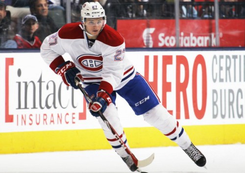 Alex Galcheynuk could return to the Canadiens lineup as early as Game 2 on Monday night. (Photo by Claus Andersen – Getty Images)