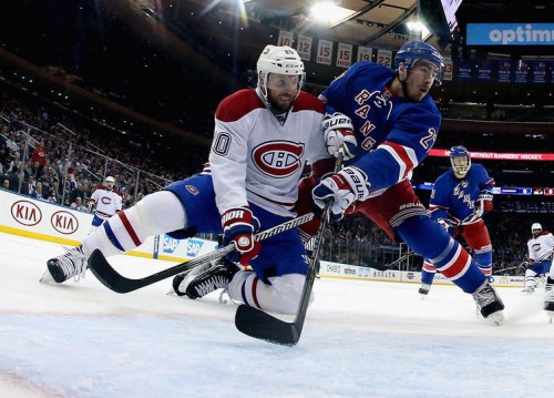 Thomas Vanek never reached the expectations Montreal had for him in the playoffs and it could effect his stock when he hits the open market in July. (Photo by Bruce Bennett/Getty Images)
