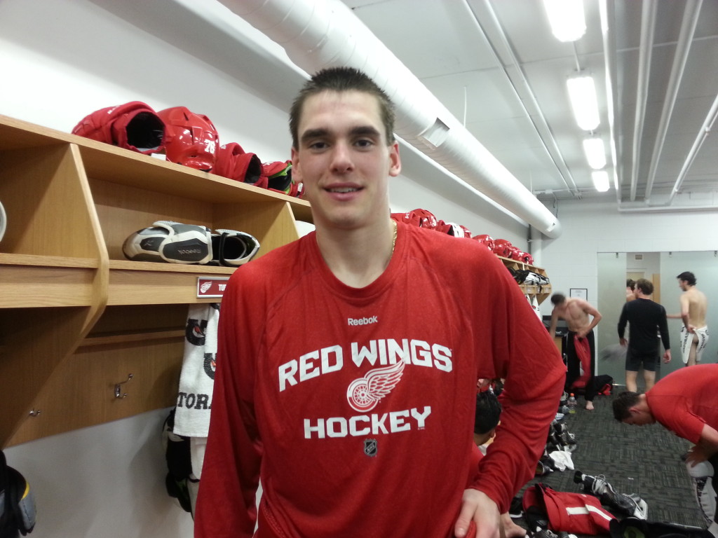 Dominic Turgeon, Detroit's 3rd-Round selection in the 2014 NHL Entry Draft, is the son of NHL legend Pierre Turgeon. (Photo taken by author)