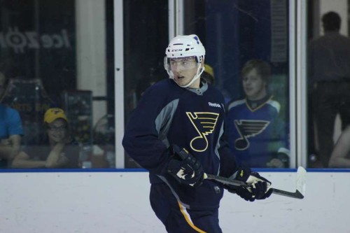 New Blue Note, Ivan Barbashev practicing intensely during the July 2014 Development Camp. (blues.nhl.com)