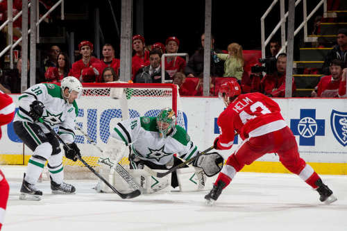 Speedy forward Darren Helm scores his second goal of the game. (Photo by Dave Reginek/NHLI via Getty Images)