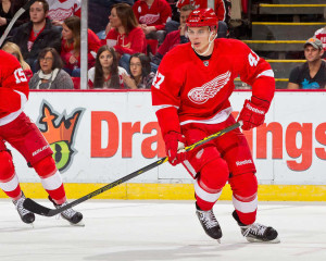 Alexey Marchenko plays in his second career NHL game January 31, 2015. (Photo by Dave Reginek/NHLI via Getty Images)