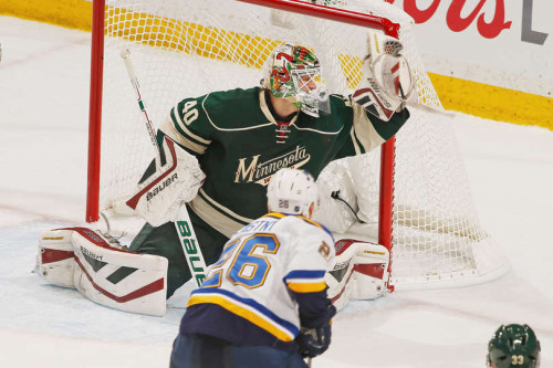 The St. Louis Blues need to figure out Wild Goalie Devan Dubnyk soon. (Bruce Kluckhohn – Getty Images)