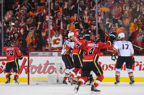 The Flames third period rally in Game Three has them in position to tie the series with Anaheim. (Derek Leung – Getty Images)