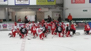 Team Howe receives instructions from newly appointed Griffins head coach Todd Nelson on Day 1 of the Development Camp. (Photo by Author)