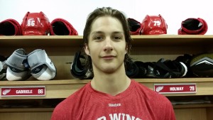 Defenseman Pat Holway at the Red Wings' 2015 Prospect Camp. July 5, 2015. (Photo by Author)