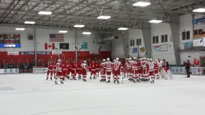 Both teams salute the fans after the Red and White game concluded on Monday, September 21, 2015. (Photo by Author)