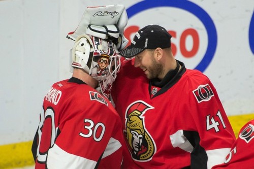 Andrew Hammond and Craig Anderson will battle in training camp to see who the number one is entering the season. (USATSI)