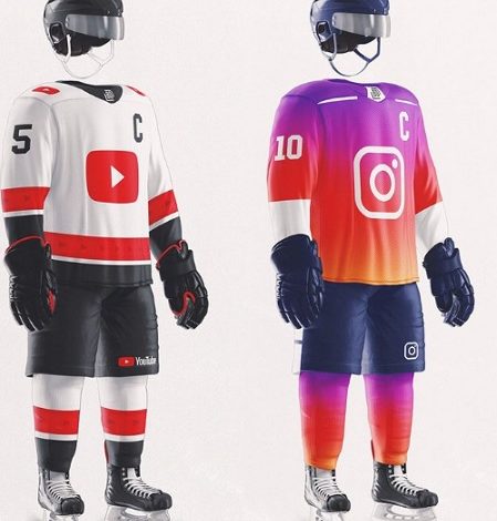 Check out these Social Media Apps reimagined as Cool Hockey Jerseys Concepts