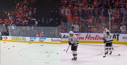 Devils fans litter ice with trash after three goals called back by